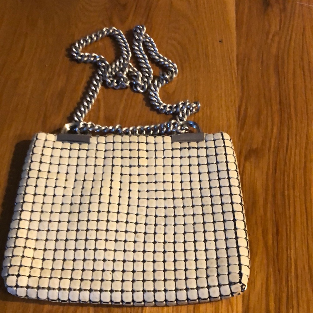 Vintage Whiting and Davis off white metal mesh purse bag